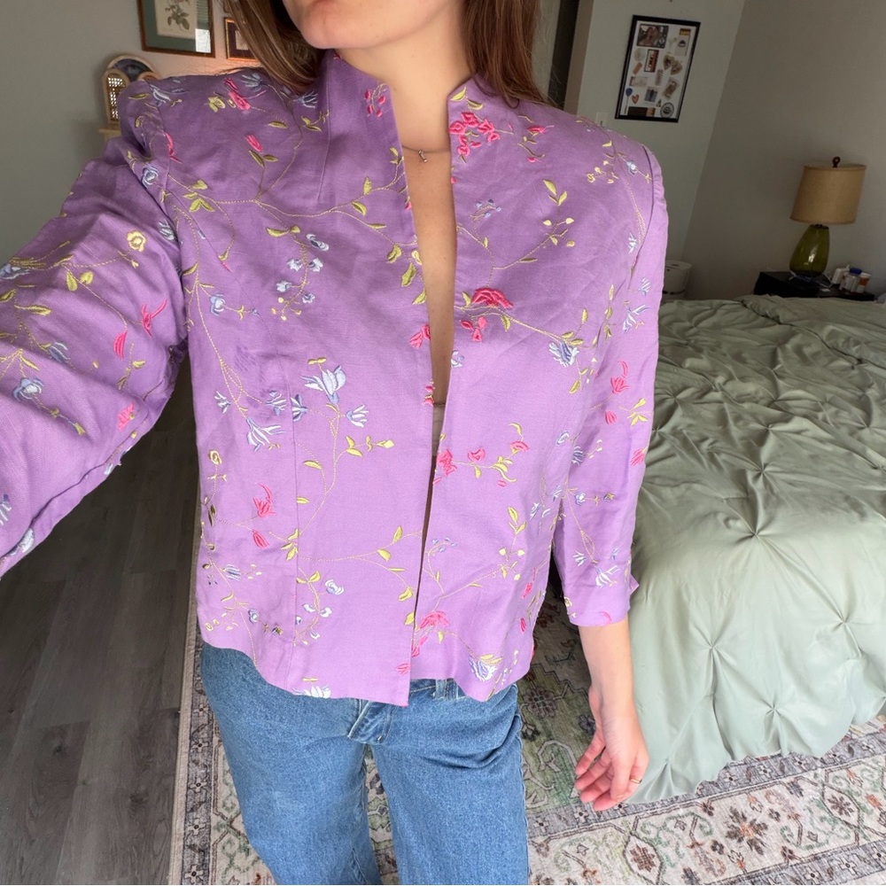Purple Embroidered Women's Jacket